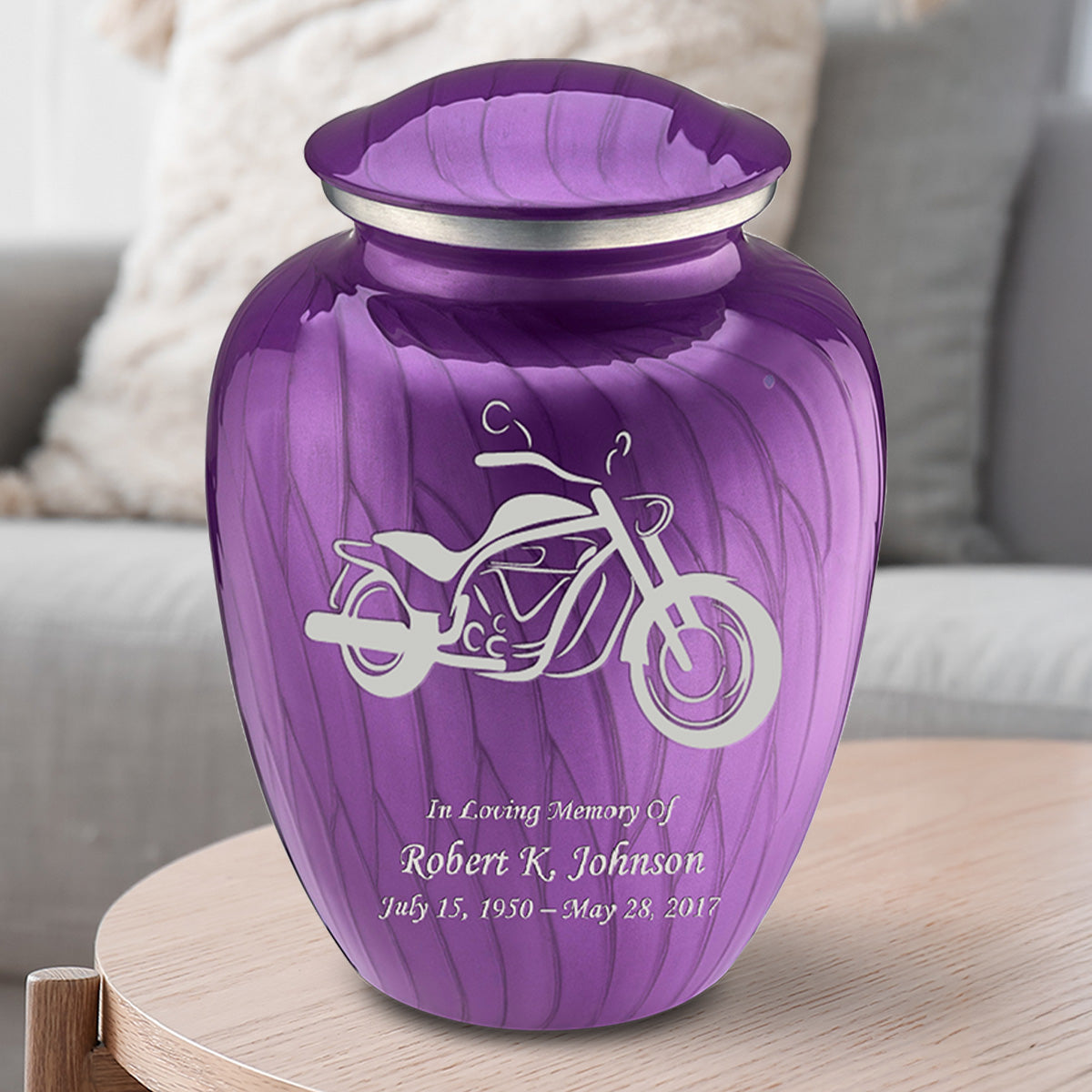 Adult Embrace Pearl Purple Motorcycle Cremation Urn