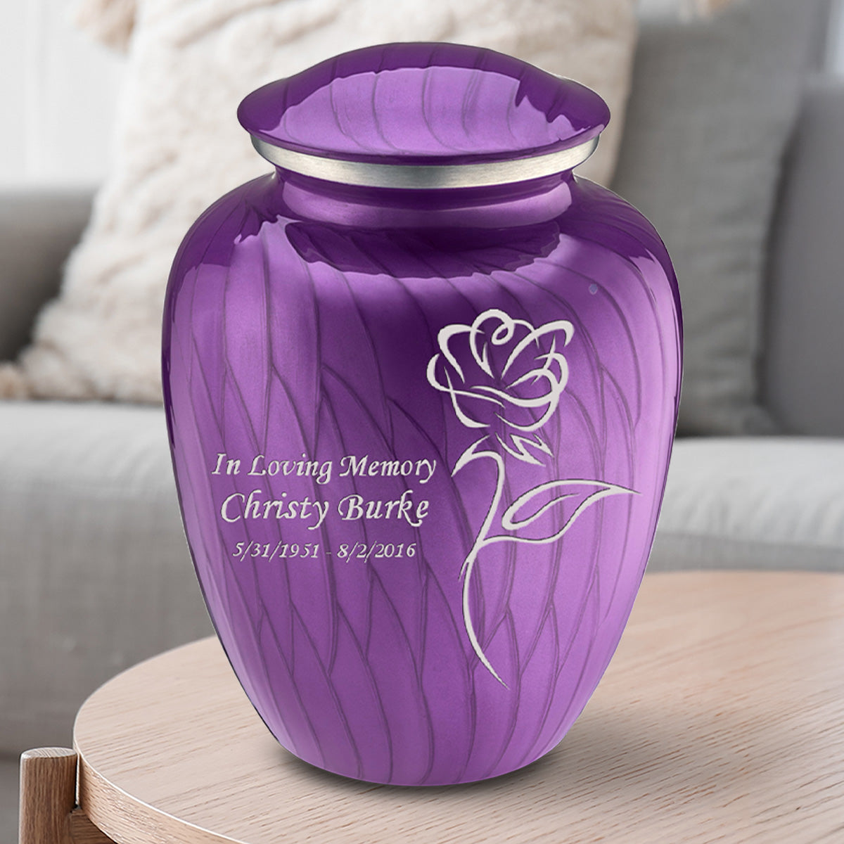 Adult Embrace Pearl Purple Rose Cremation Urn