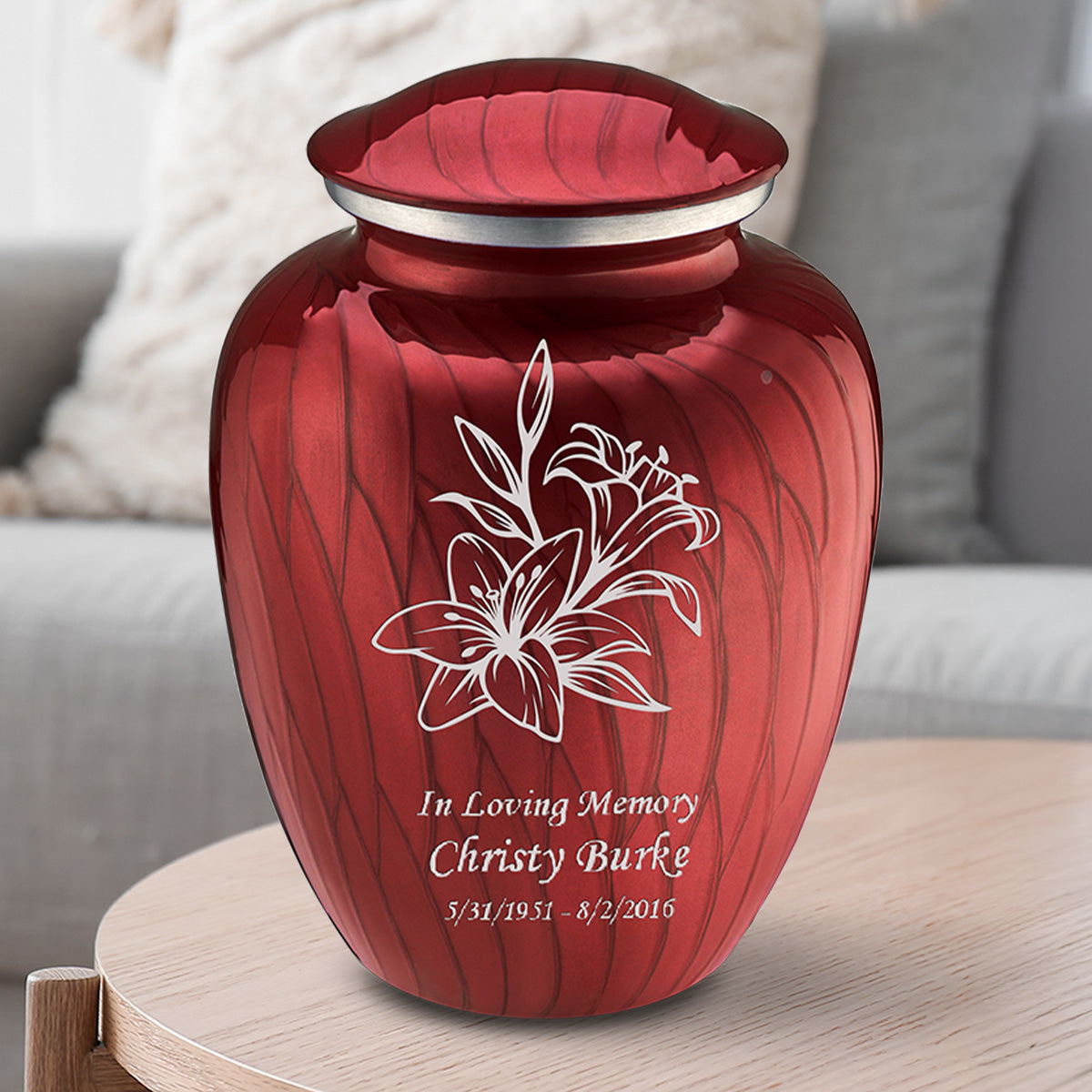 Adult Embrace Pearl Candy Red Lily Cremation Urn