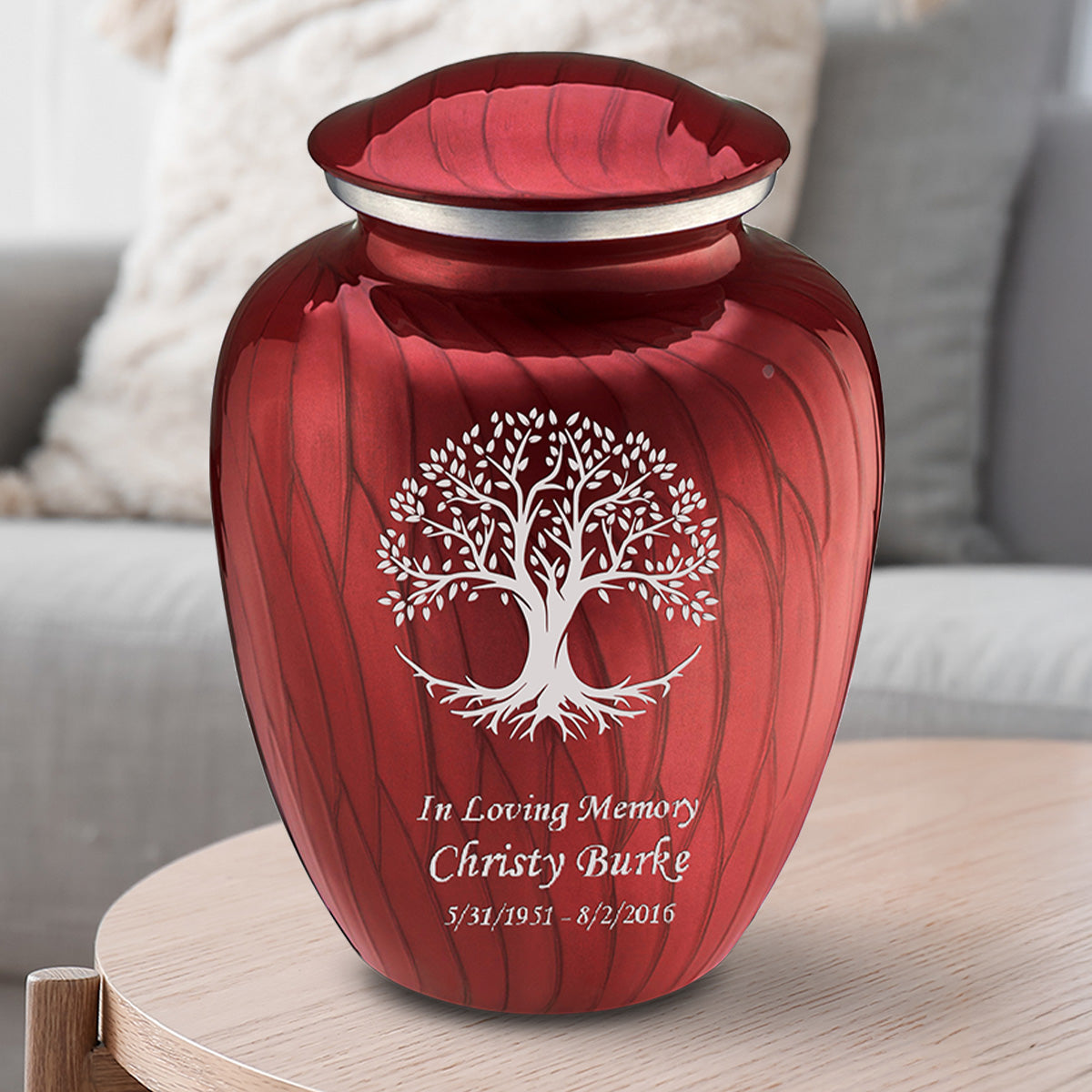 Adult Embrace Pearl Candy Red Tree of Life Cremation Urn