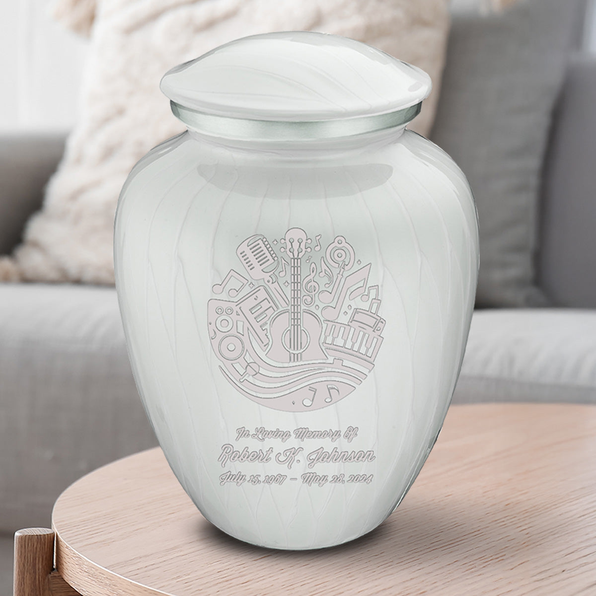 Adult Embrace Pearl White Music Cremation Urn