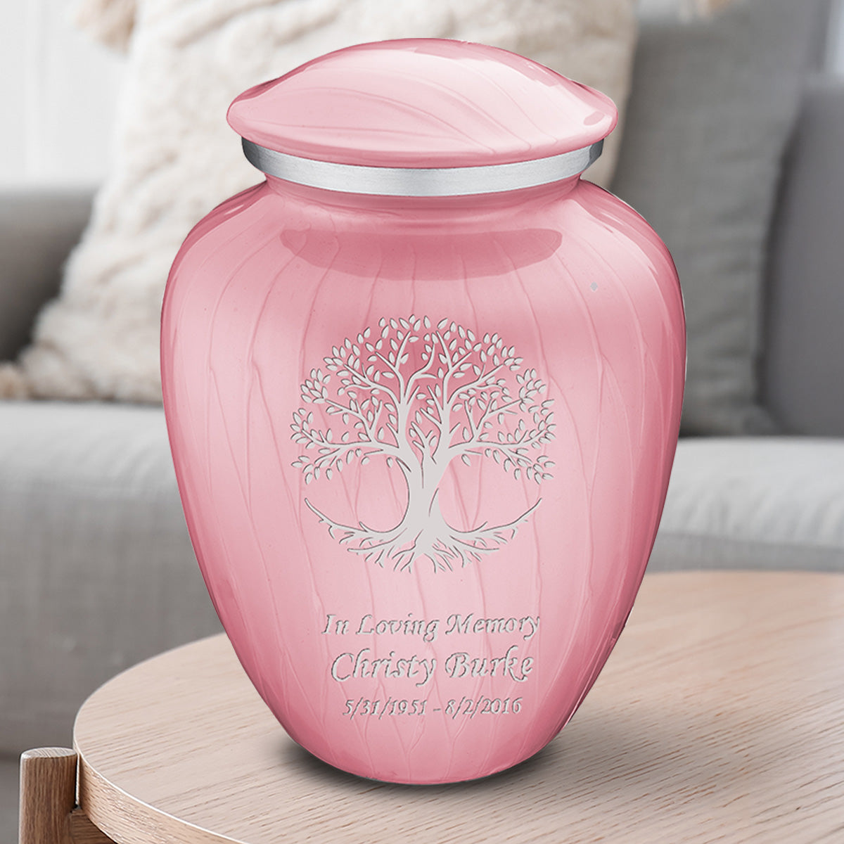 Adult Embrace Pearl Light Pink Tree of Life Cremation Urn