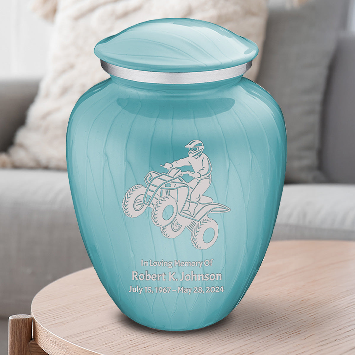 Adult Embrace Pearl Light Blue ATV Cremation Urn