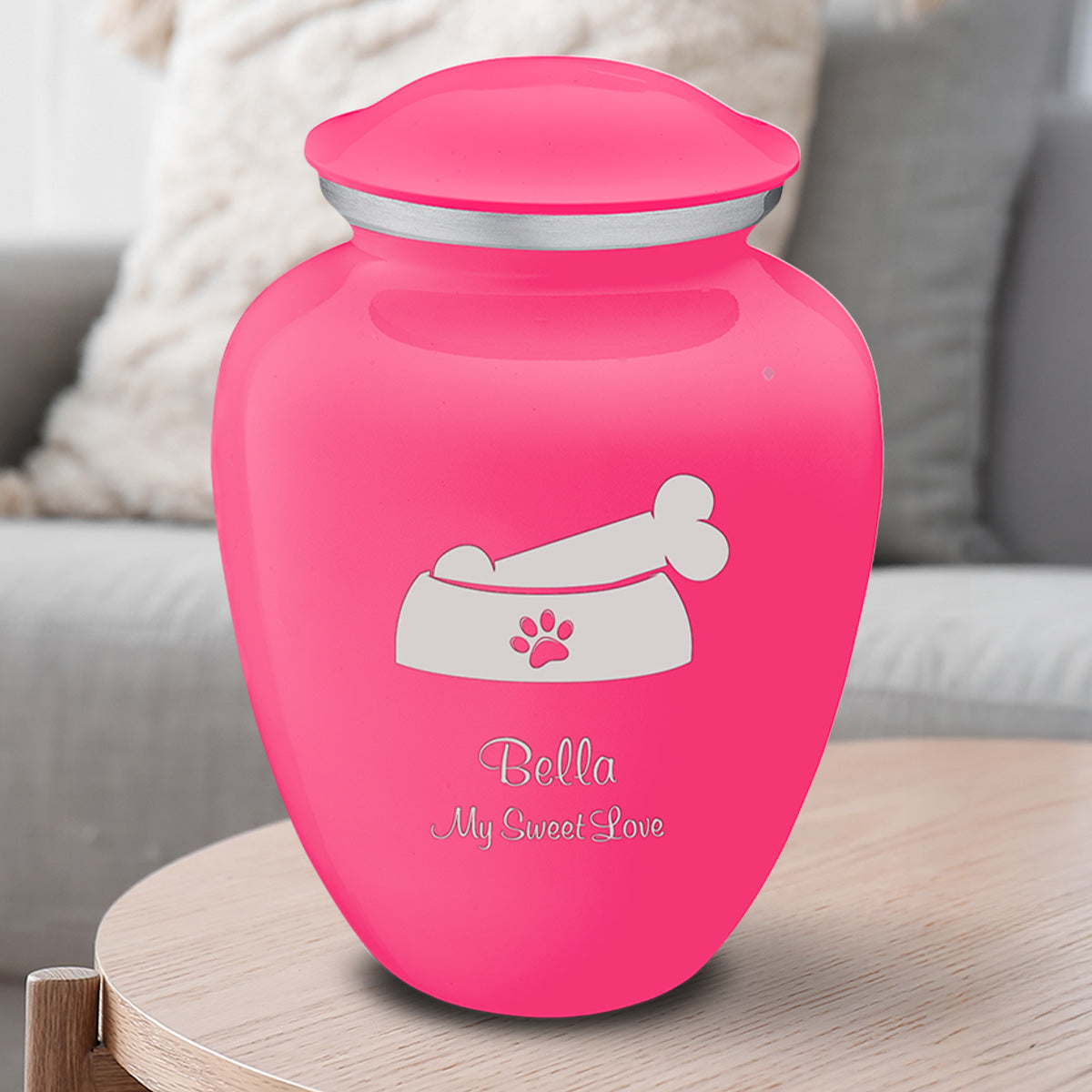 Large Embrace Bright Pink Pet Dog Bone Cremation Urn