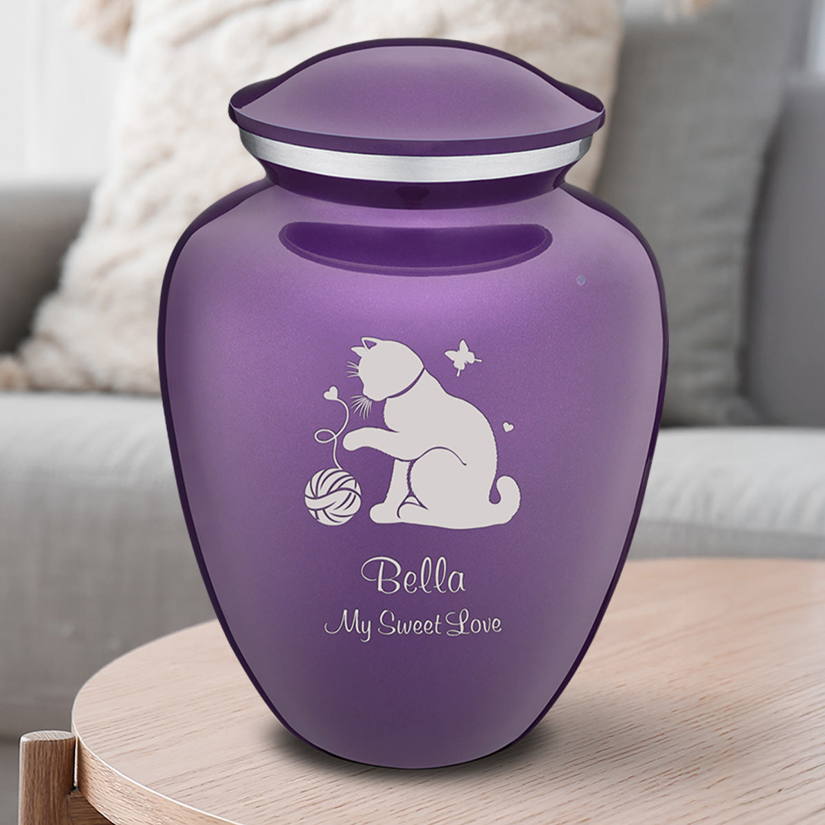 Large Embrace Purple Pet Fun Cat Cremation Urn