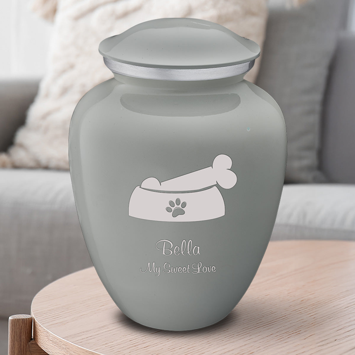 Large Embrace Slate Grey Pet Dog Bone Cremation Urn