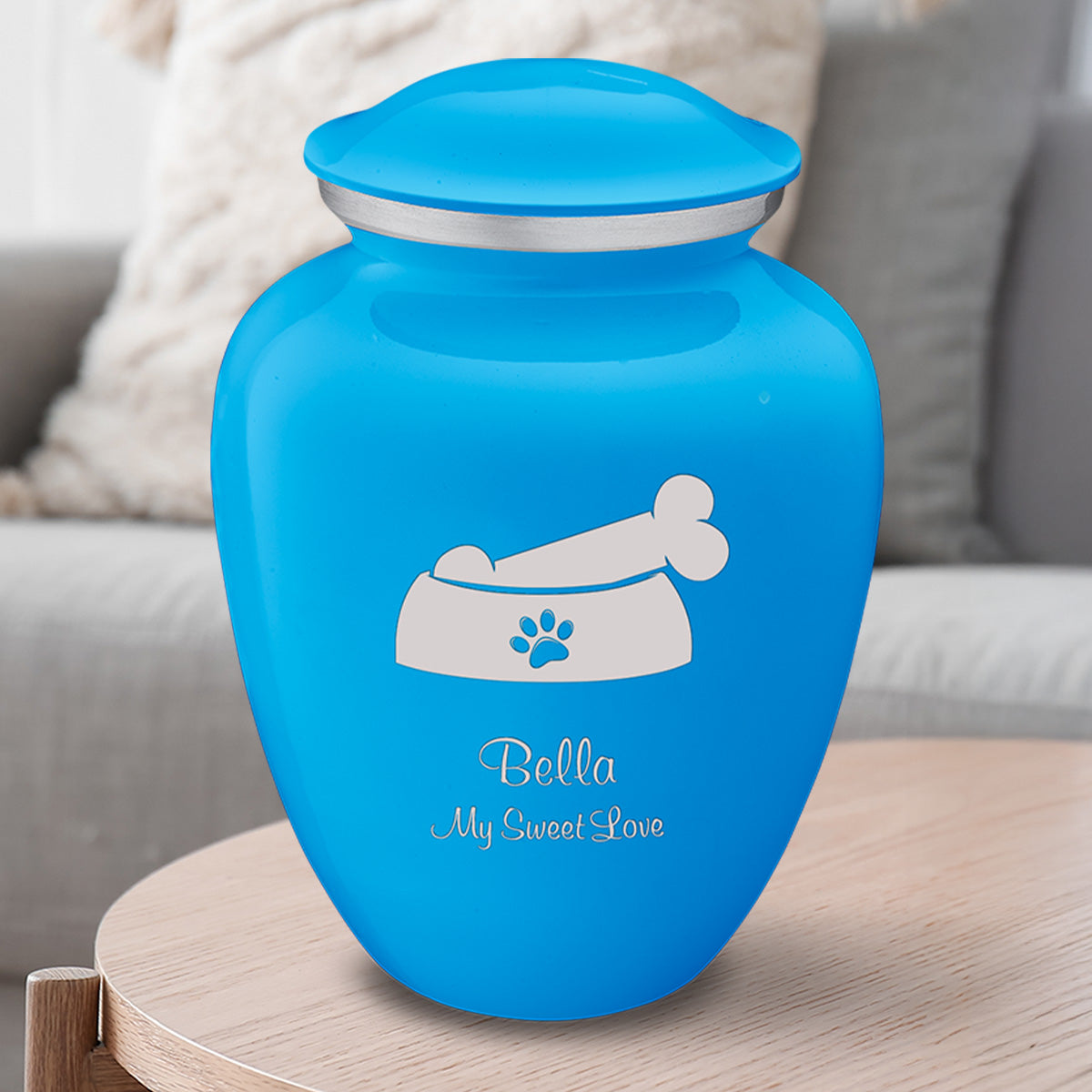 Large Embrace Racing Blue Pet Dog Bone Cremation Urn
