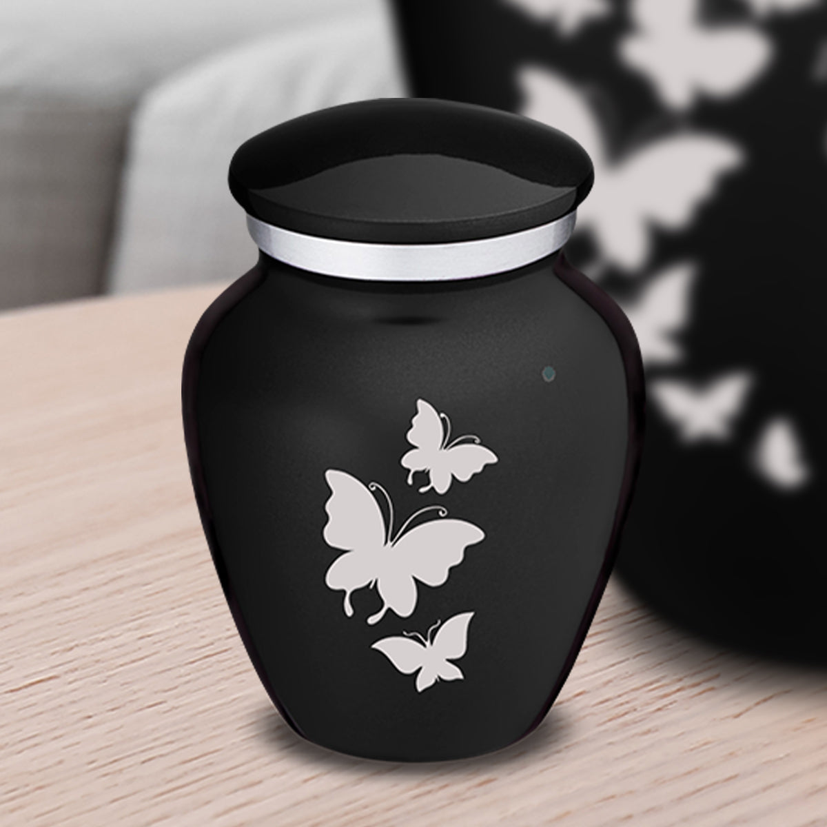 Keepsake Embrace Black Butterflies Cremation Urn