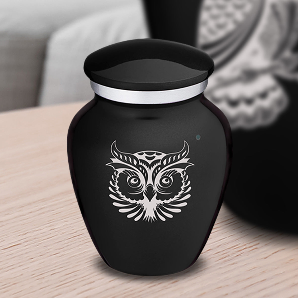 Keepsake Embrace Black Owl Cremation Urn