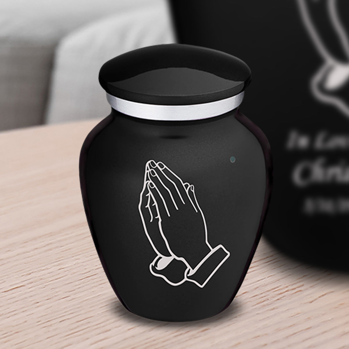 Keepsake Embrace Black Praying Hands Cremation Urn