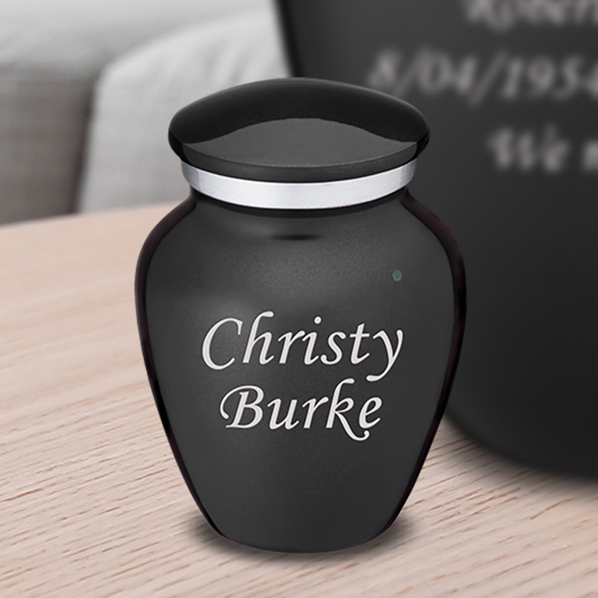 Keepsake Embrace Charcoal Custom Engraved Cremation Urn