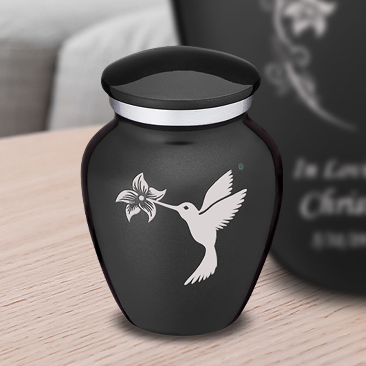 Keepsake Embrace Charcoal Hummingbird Cremation Urn