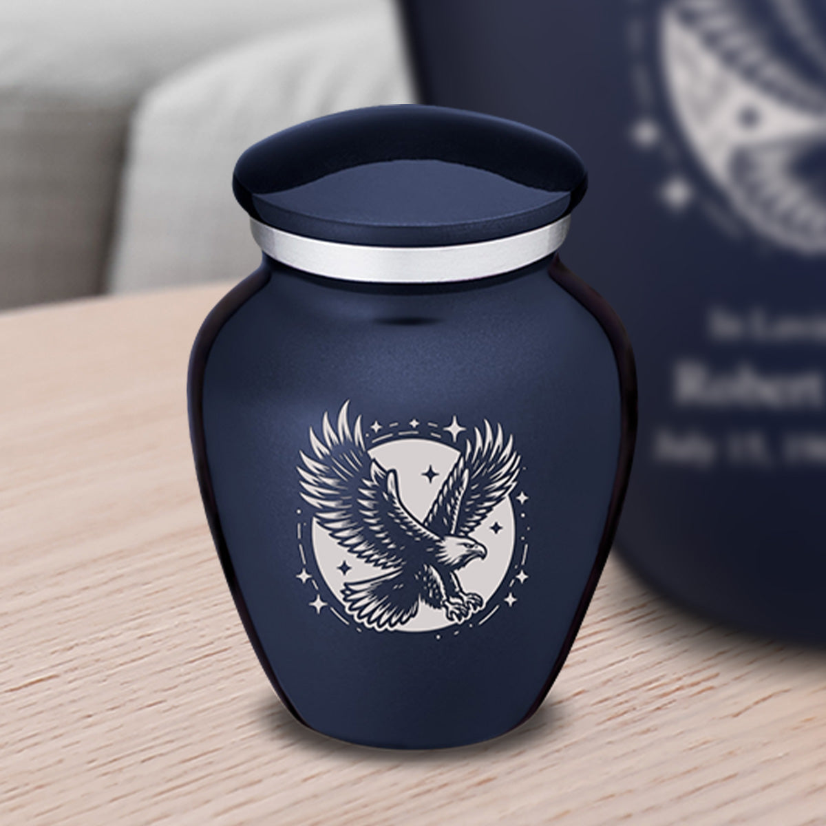 Keepsake Embrace Cobalt Blue Flying Eagle Cremation Urn