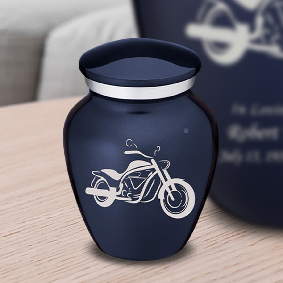 Keepsake Embrace Cobalt Blue Motorcycle Cremation Urn