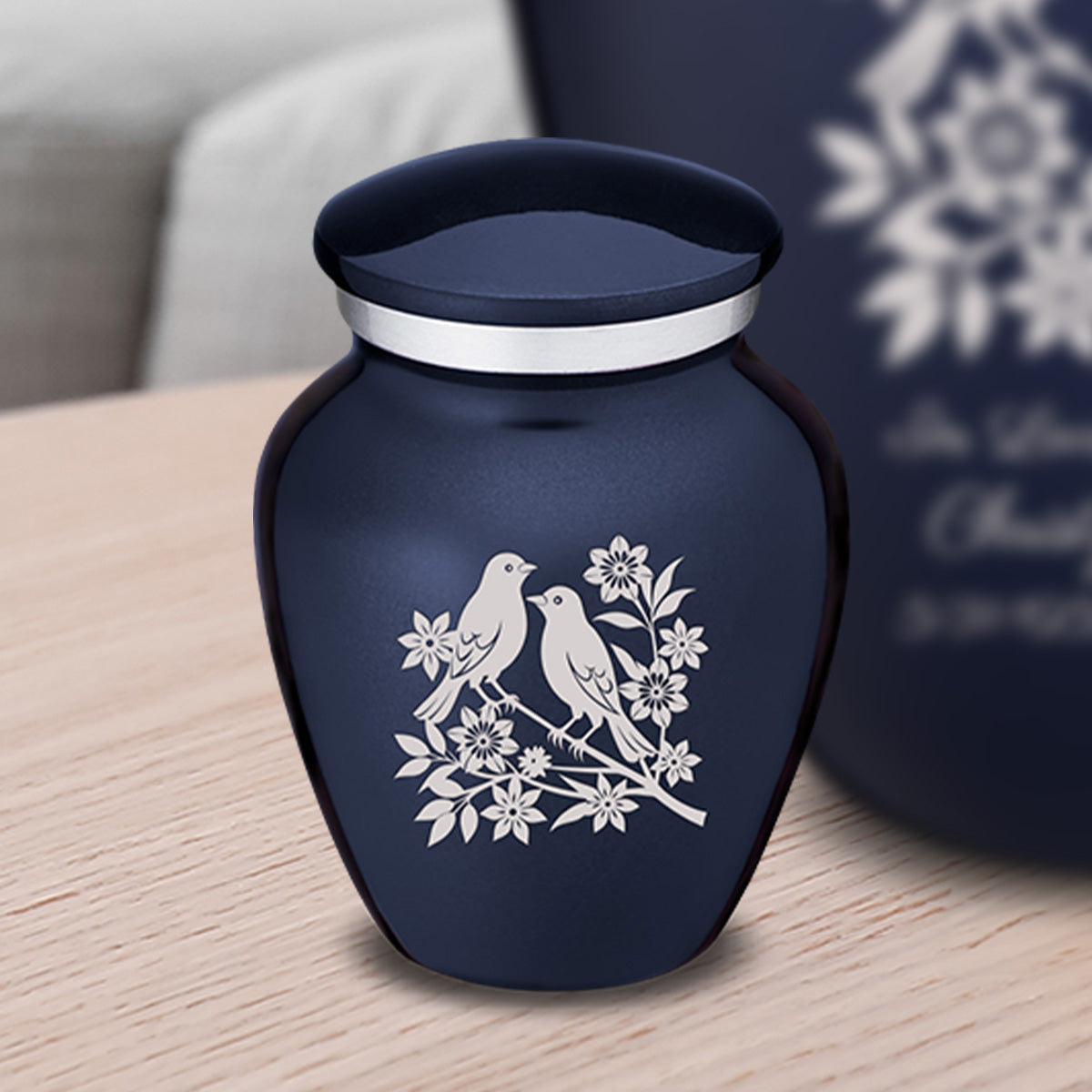 Keepsake Embrace Cobalt Blue Songbirds Cremation Urn