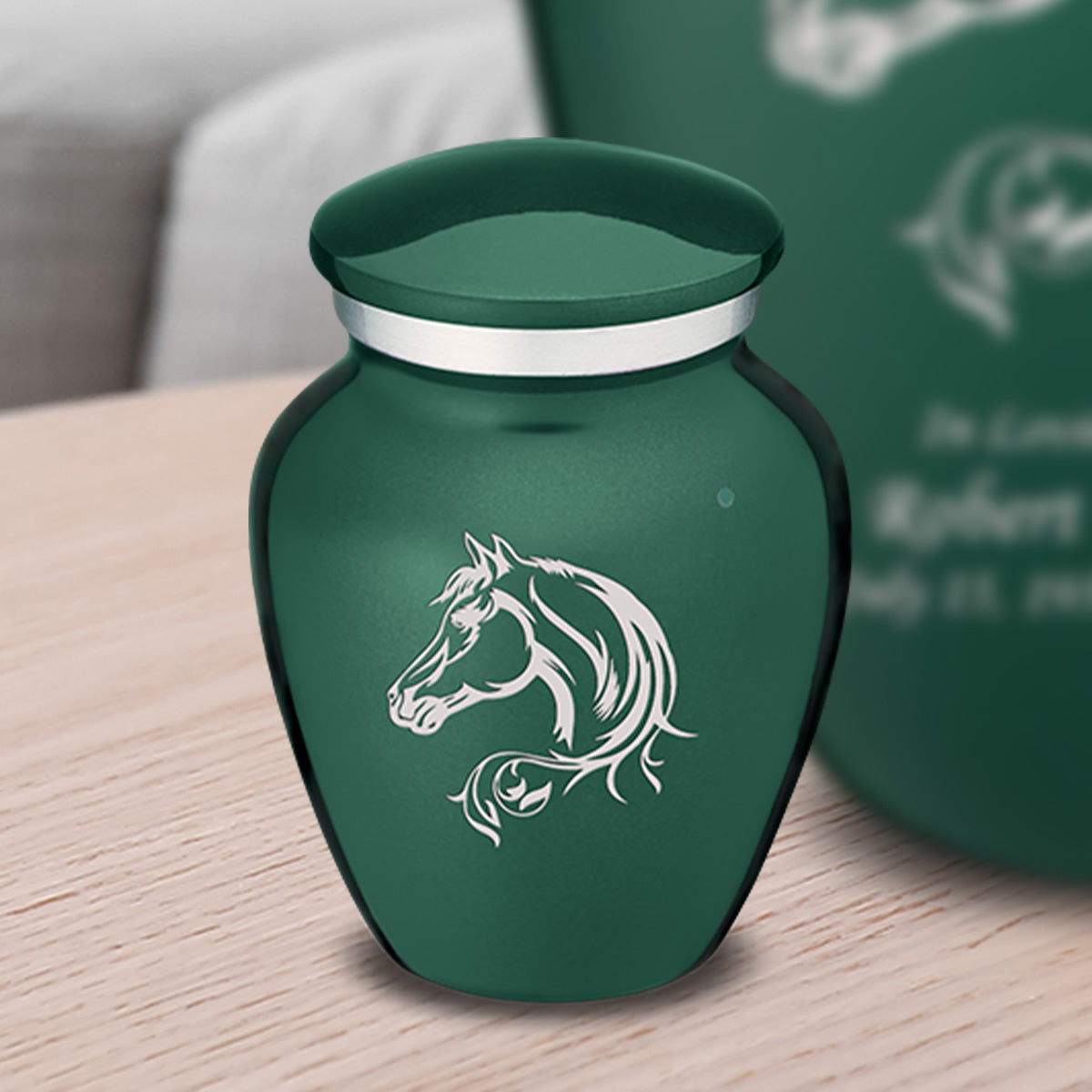 Keepsake Embrace Green Horse Cremation Urn