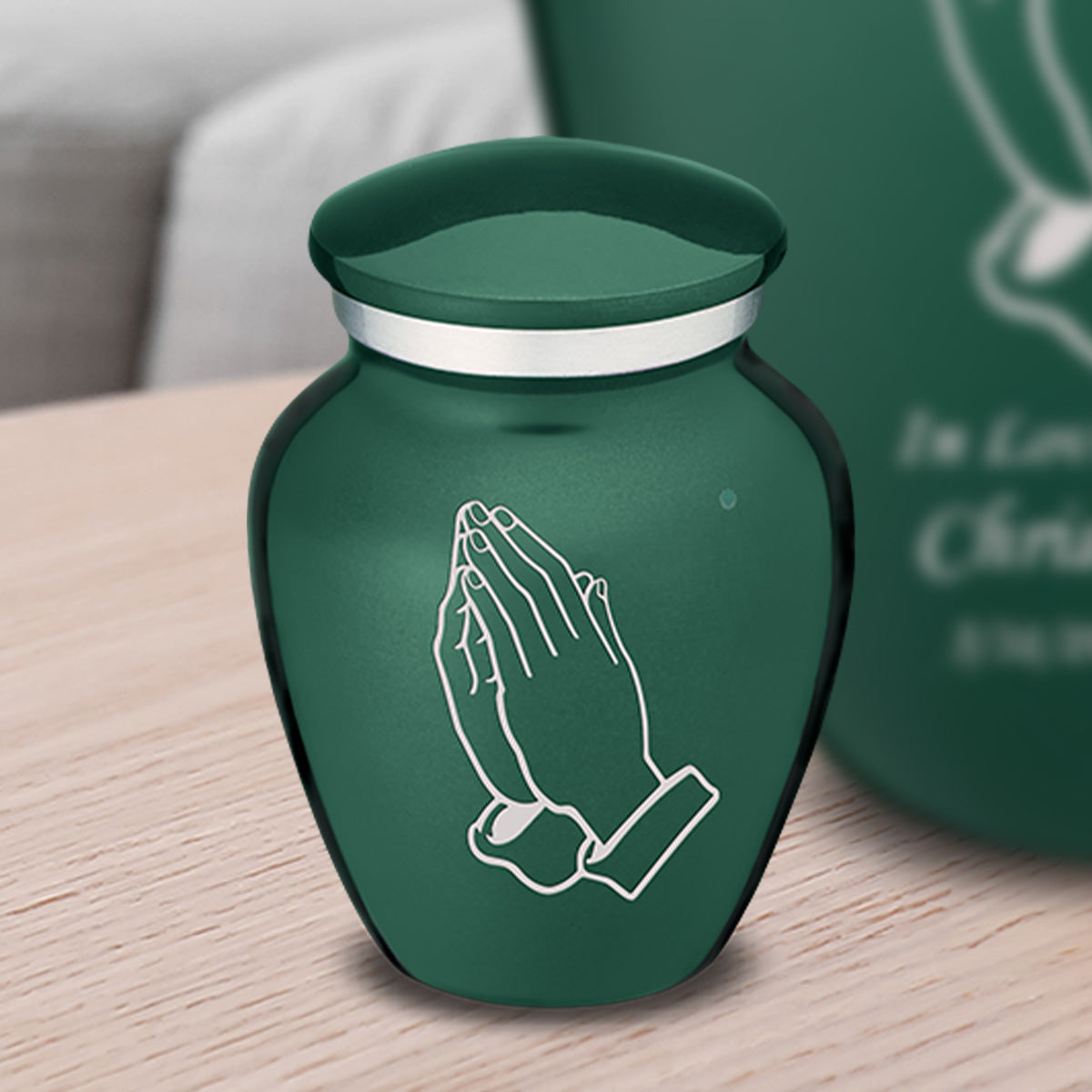 Keepsake Embrace Green Praying Hands Cremation Urn