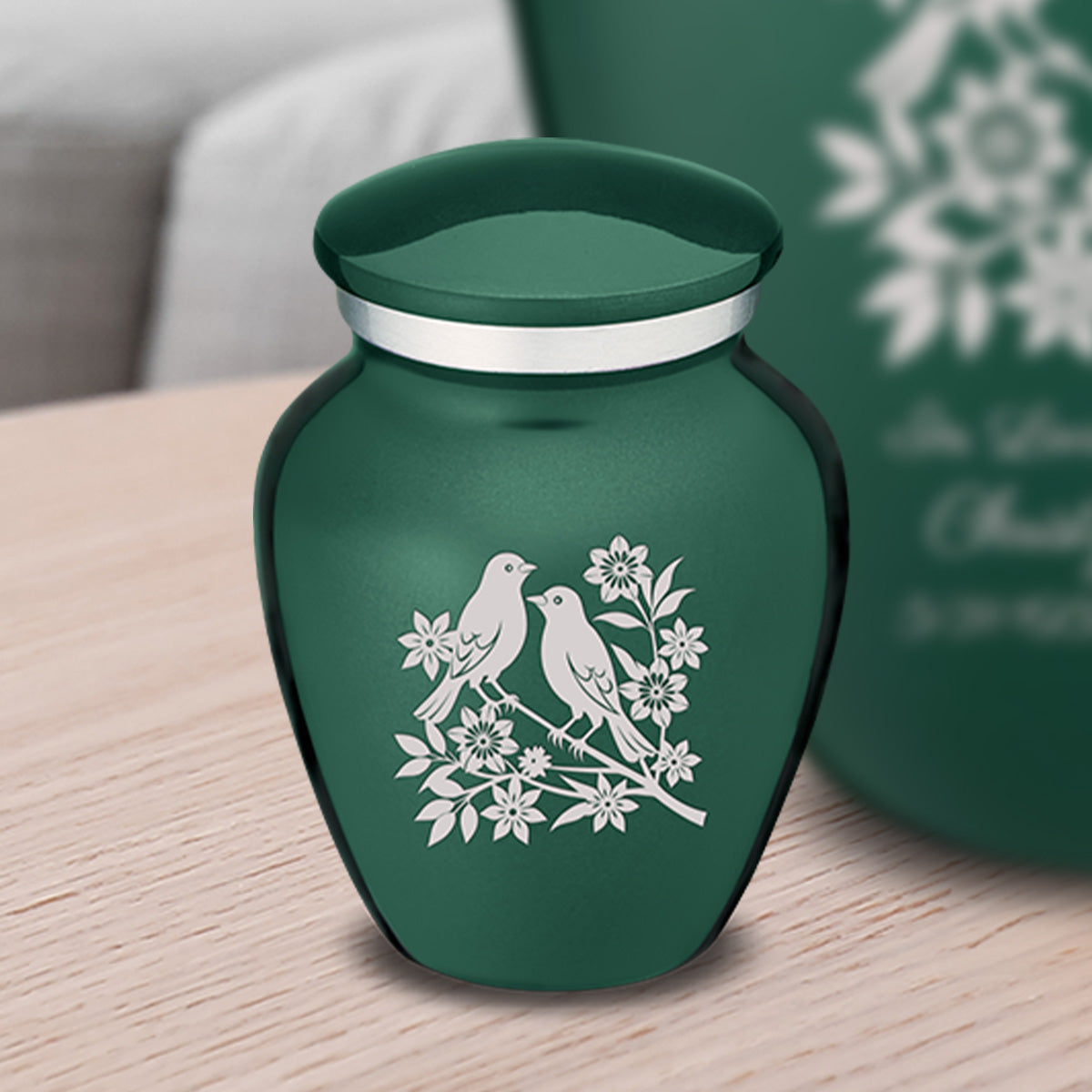 Keepsake Embrace Green Songbirds Cremation Urn