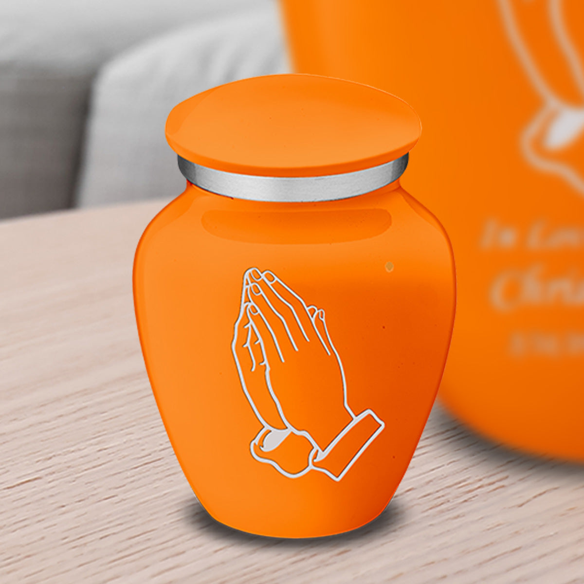 Keepsake Embrace Burnt Orange Praying Hands Cremation Urn