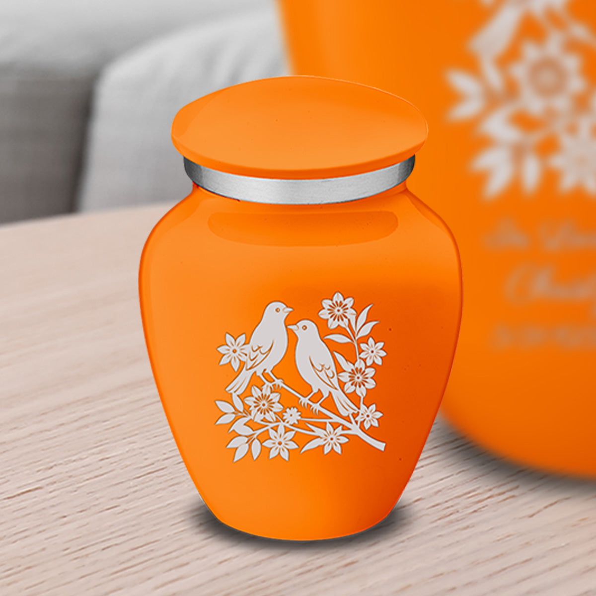 Keepsake Embrace Burnt Orange Songbirds Cremation Urn