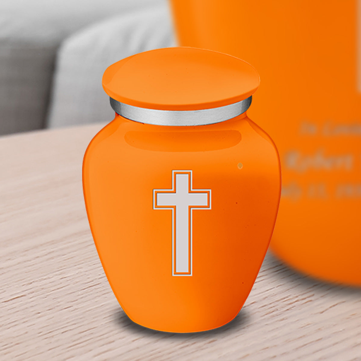 Keepsake Embrace Burnt Orange Simple Cross Cremation Urn