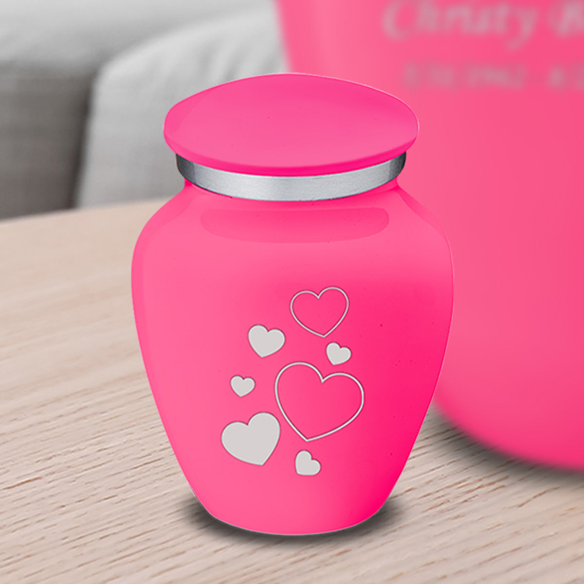 Keepsake Embrace Bright Pink Floating Heart Cremation Urn