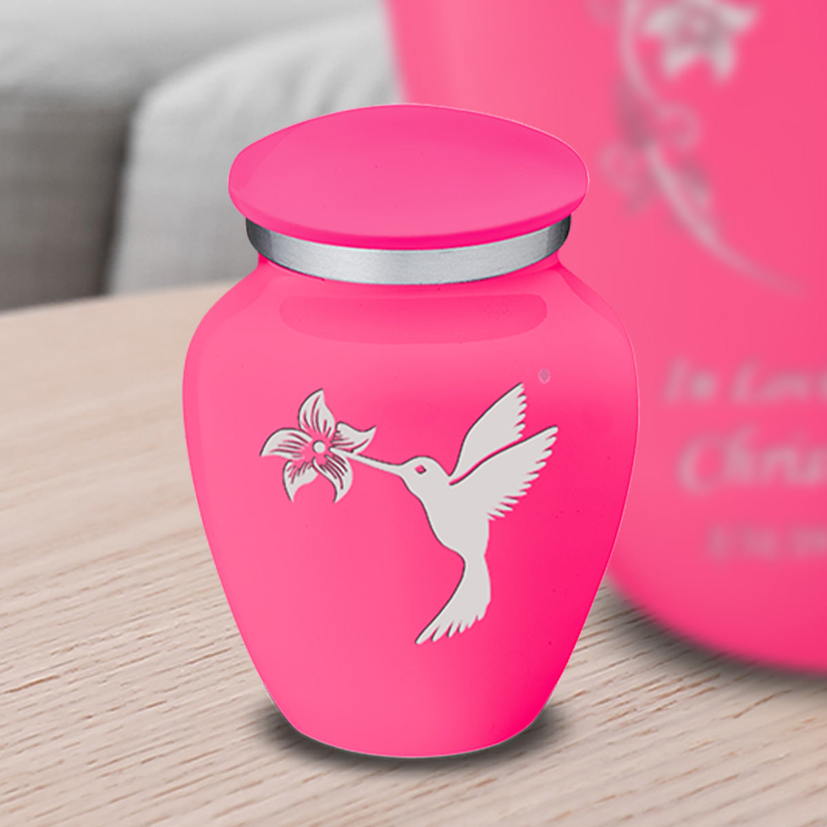 Keepsake Embrace Bright Pink Hummingbird Cremation Urn