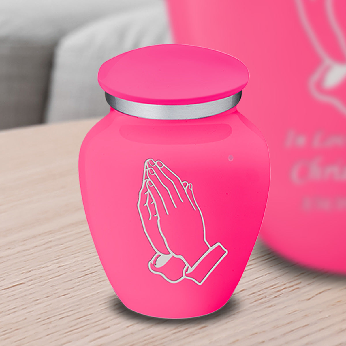 Keepsake Embrace Bright Pink Praying Hands Cremation Urn