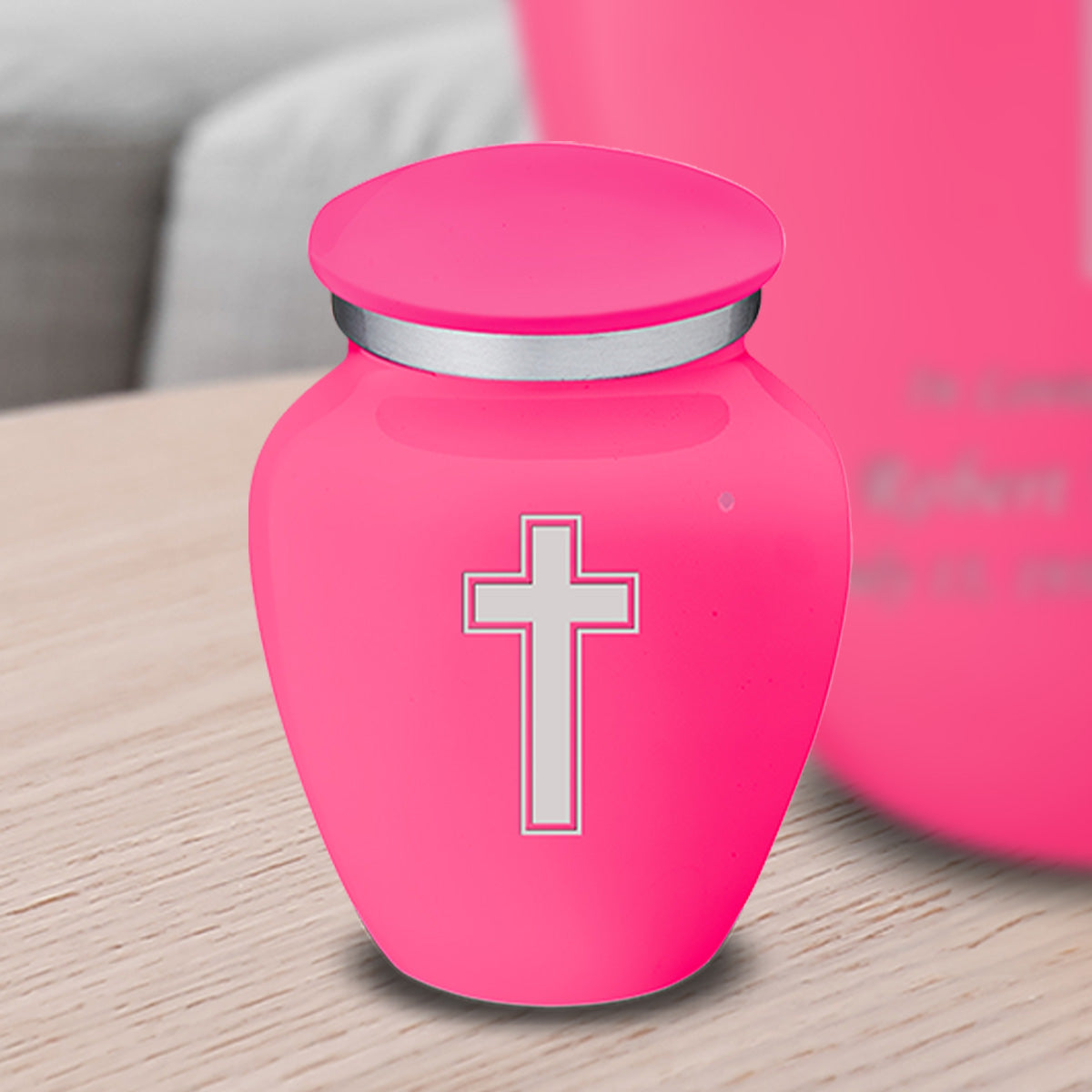 Keepsake Embrace Bright Pink Simple Cross Cremation Urn