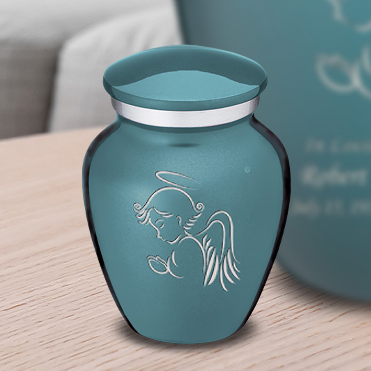 Keepsake Embrace Teal Angel Cremation Urn