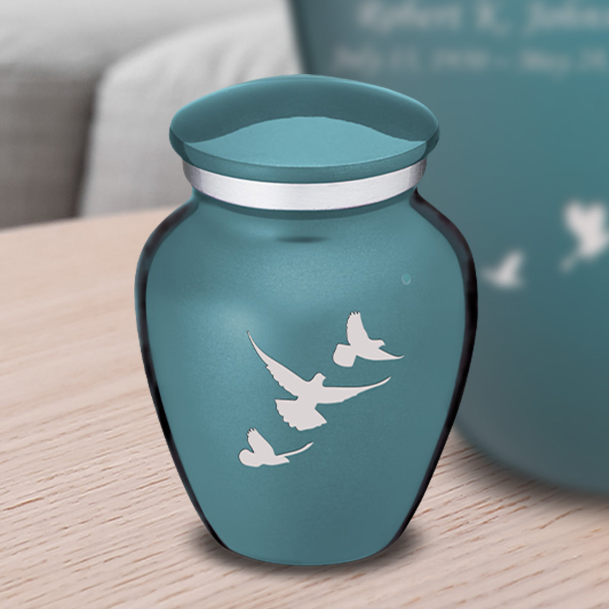 Keepsake Embrace Teal Doves Cremation Urn