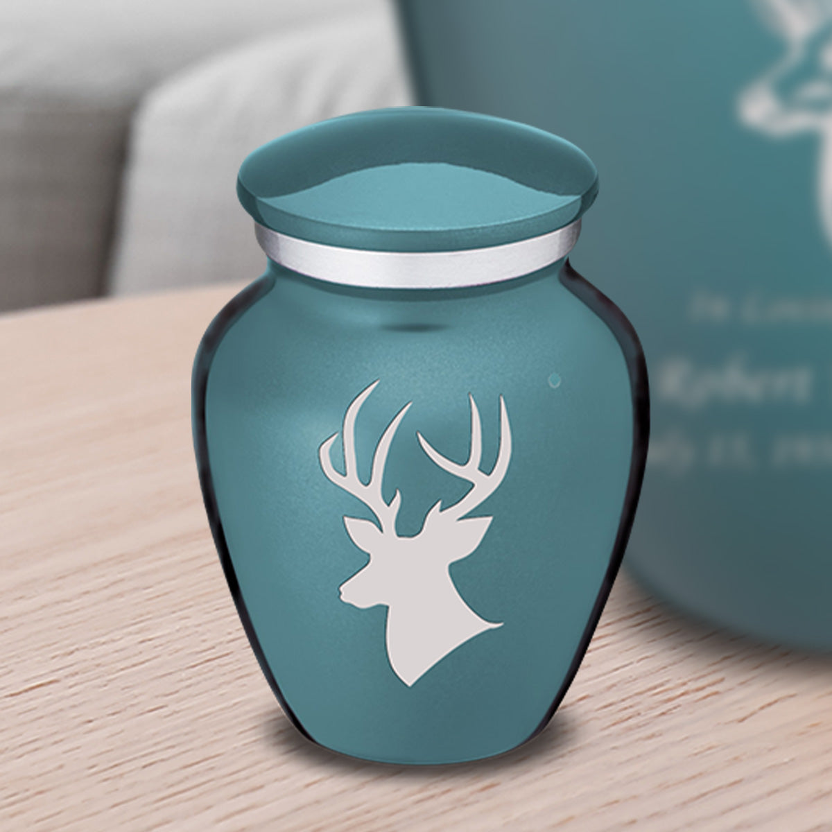 Keepsake Embrace Teal Deer Cremation Urn