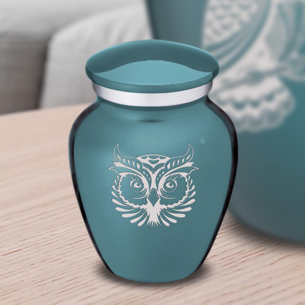 Keepsake Embrace Teal Owl Cremation Urn