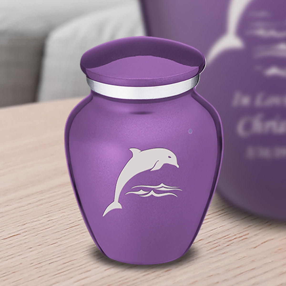 Keepsake Embrace Purple Dolphin Cremation Urn