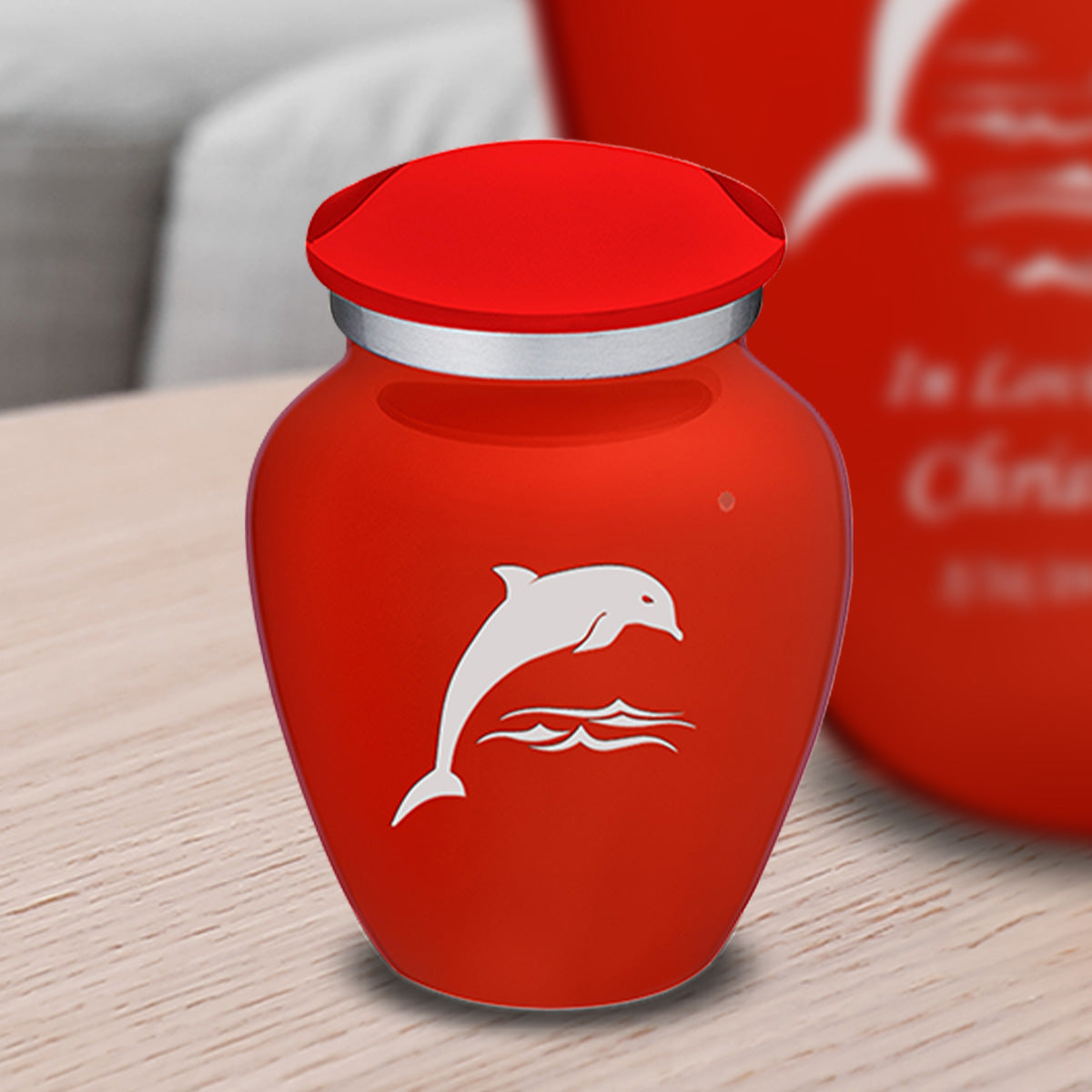 Keepsake Embrace Bright Red Dolphin Cremation Urn
