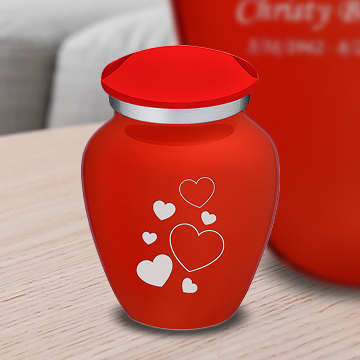 Keepsake Embrace Bright Red Floating Heart Cremation Urn