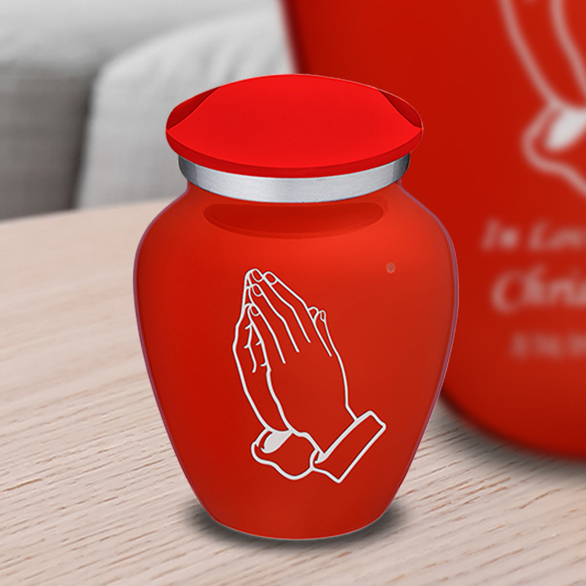 Keepsake Embrace Bright Red Praying Hands Cremation Urn