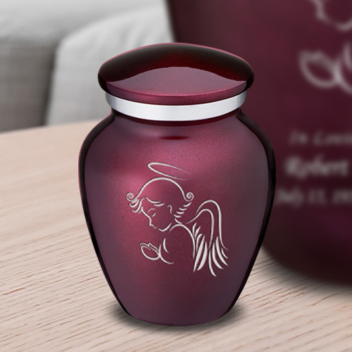 Keepsake Embrace Cherry Purple Angel Cremation Urn