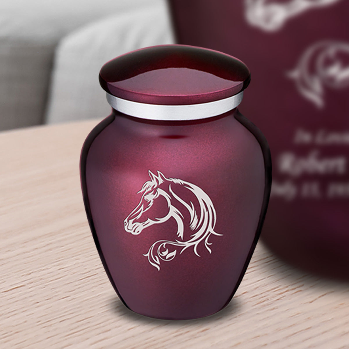 Keepsake Embrace Cherry Purple Horse Cremation Urn