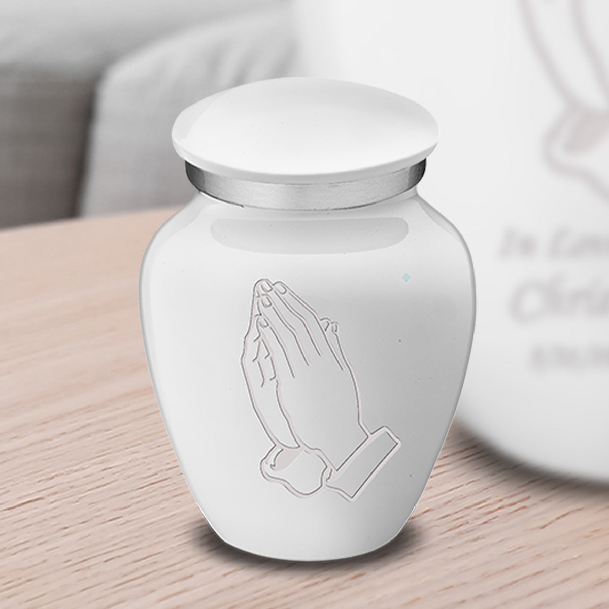 Keepsake Embrace White Praying Hands Cremation Urn
