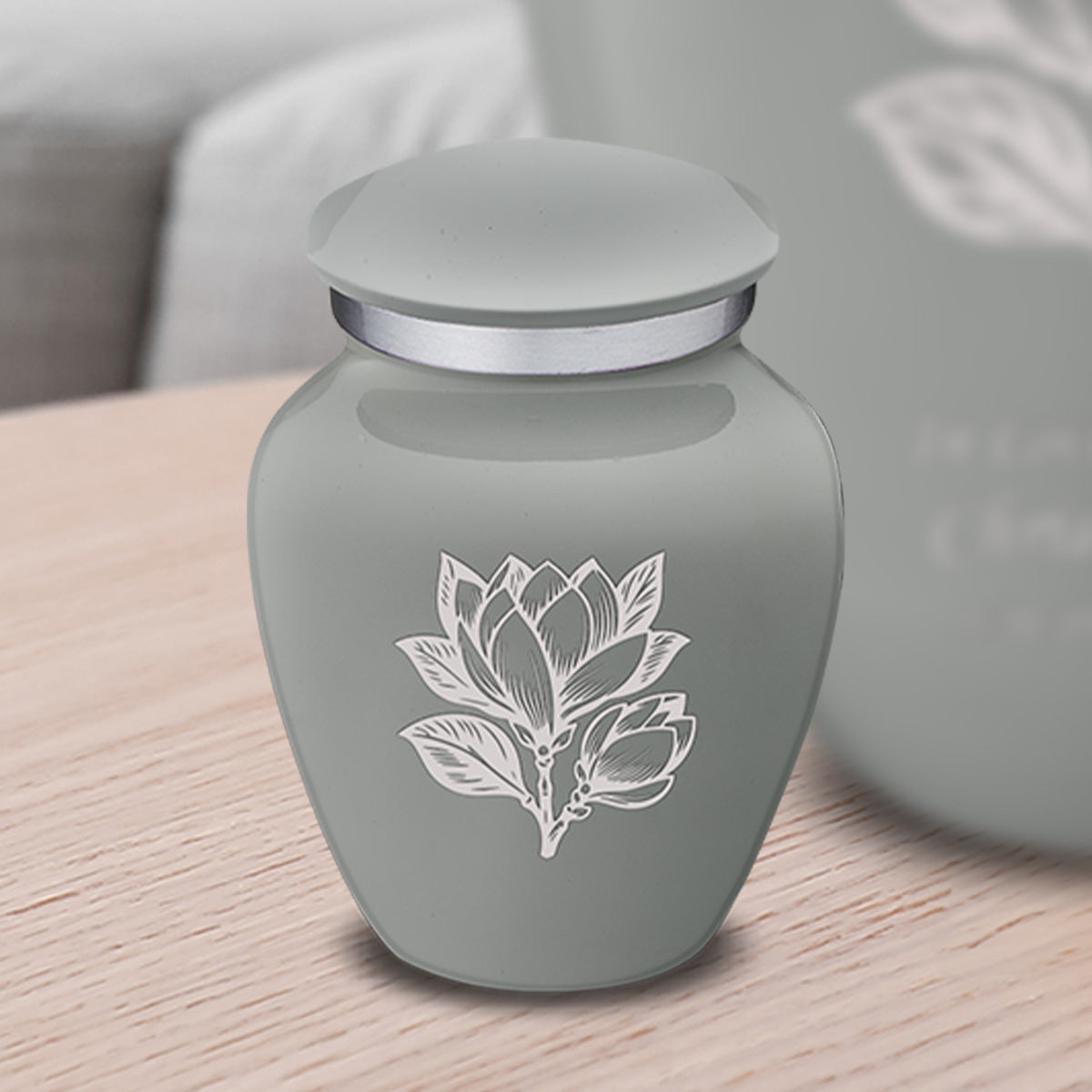 Keepsake Embrace Slate Grey Magnolia Flower Cremation Urn