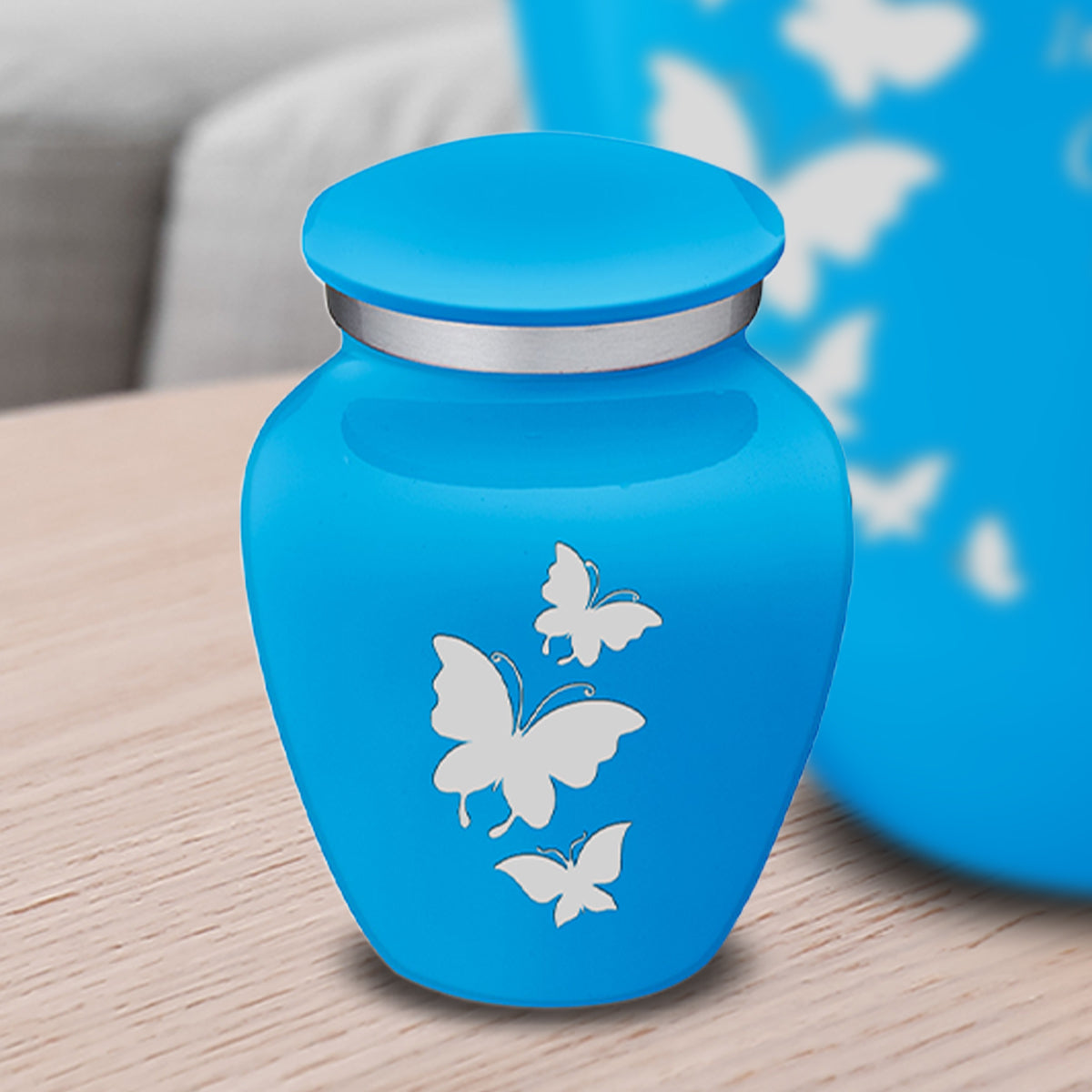 Keepsake Embrace Racing Blue Butterflies Cremation Urn