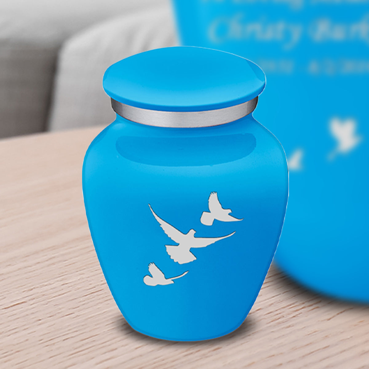 Keepsake Embrace Racing Blue Doves Cremation Urn