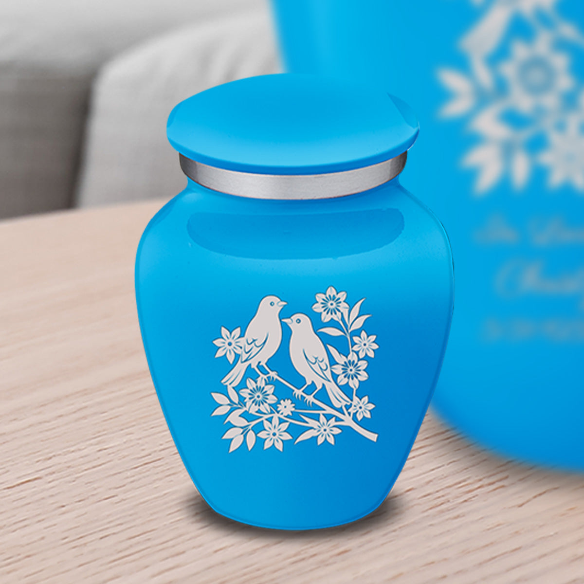 Keepsake Embrace Racing Blue Songbirds Cremation Urn
