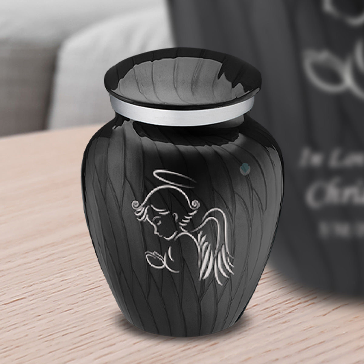 Keepsake Embrace Pearl Black Angel Cremation Urn