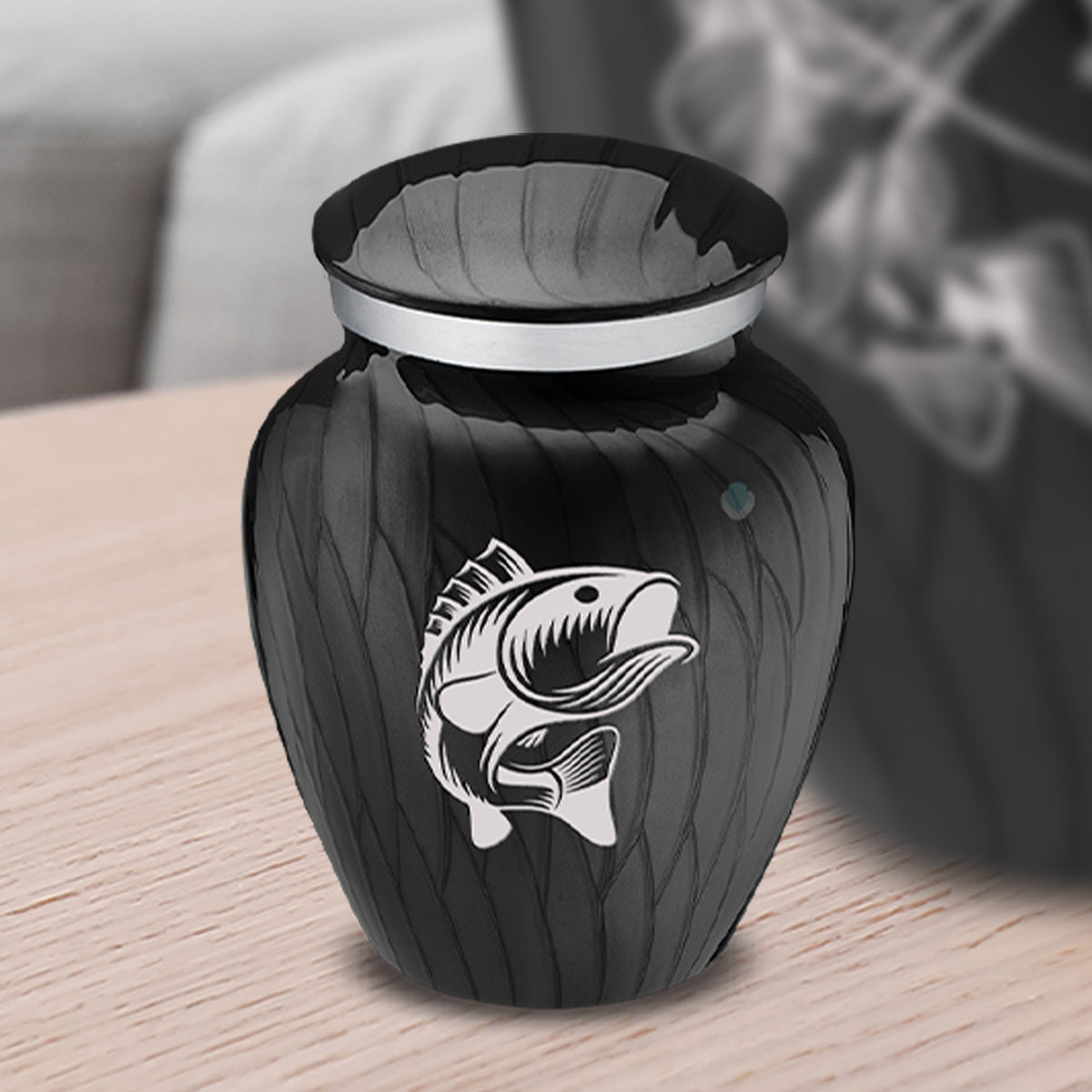 Keepsake Embrace Pearl Black Fishing Cremation Urn
