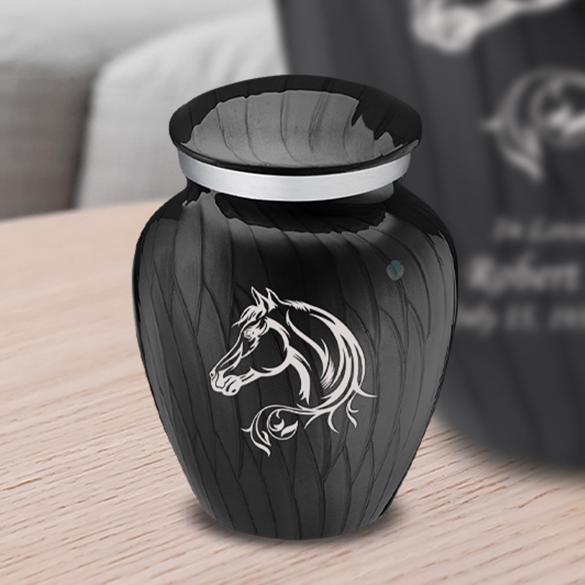 Keepsake Embrace Pearl Black Horse Cremation Urn