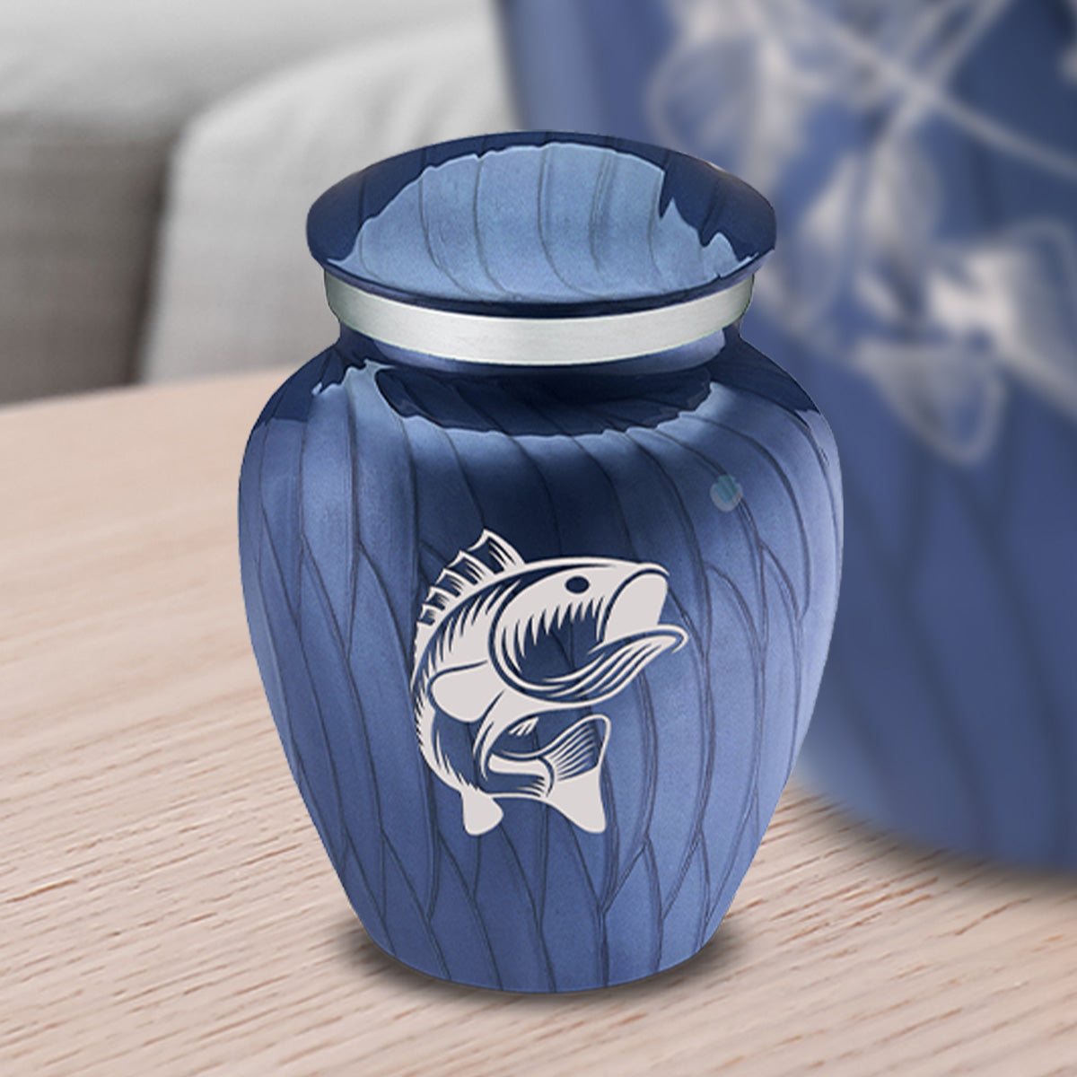 Keepsake Embrace Pearl Cobalt Blue Fish Cremation Urn