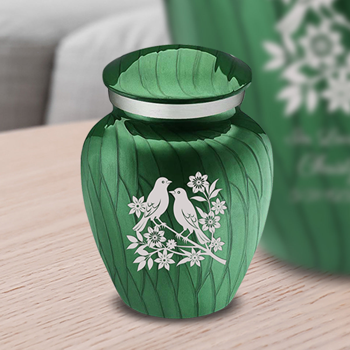 Keepsake Embrace Pearl Green Songbirds Cremation Urn
