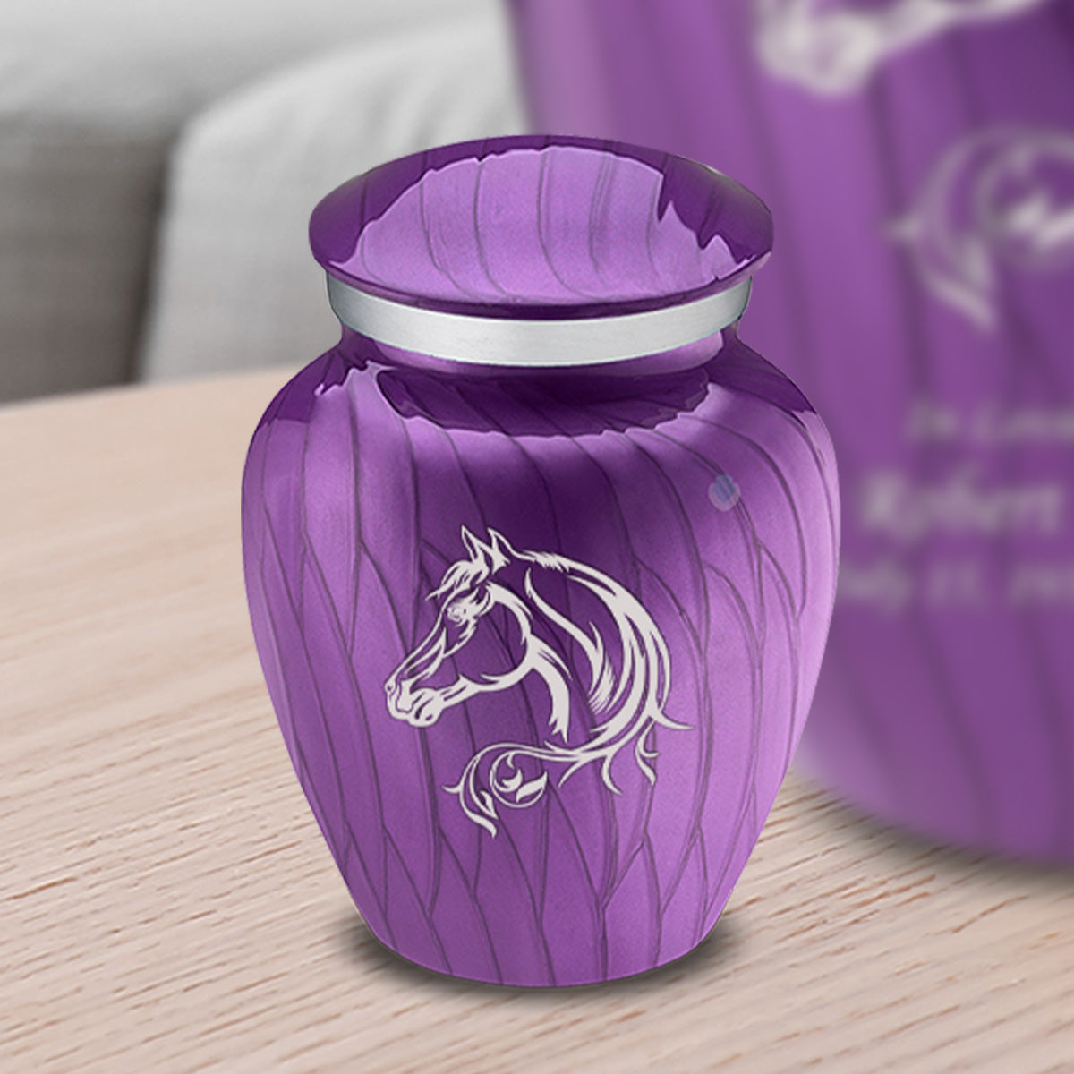 Keepsake Embrace Pearl Purple Horse Cremation Urn